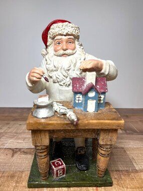 9in Santa Sitting In Workshop By Valerie Parr Hill